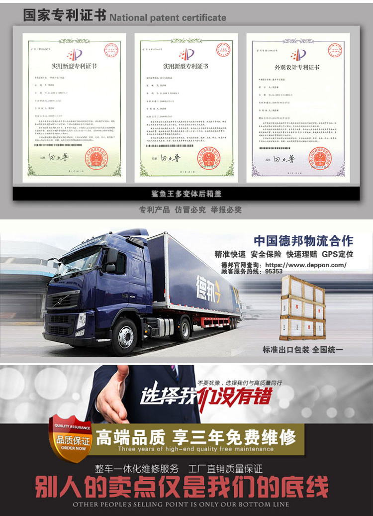 鯊魚王多變體汽車智能皮卡后箱蓋